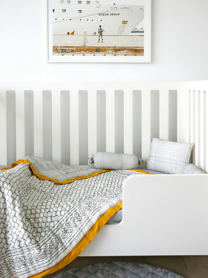 Block-Printed Cotton Crib Quilt