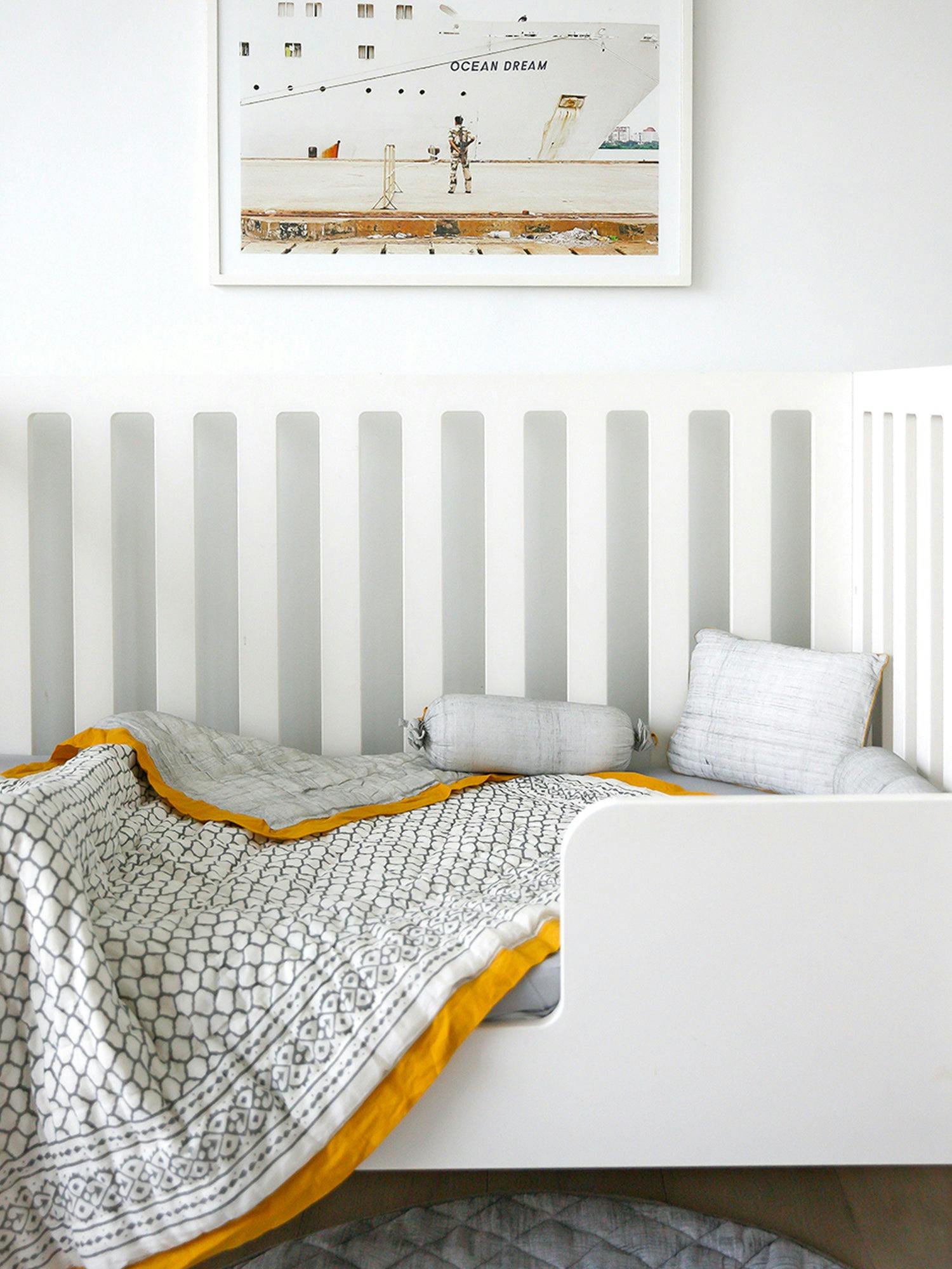 Block-Printed Cotton Crib Quilt