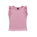 Black Rib Flutter Sleeve Top