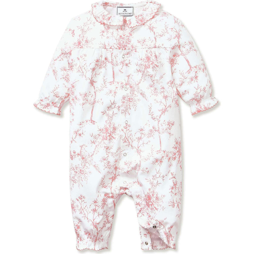 Baby's Twill Madeline Romper in Pink Timeless Toile