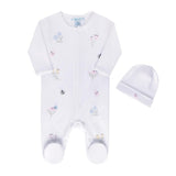 Garden Embroidered Cotton Romper w/Hat White