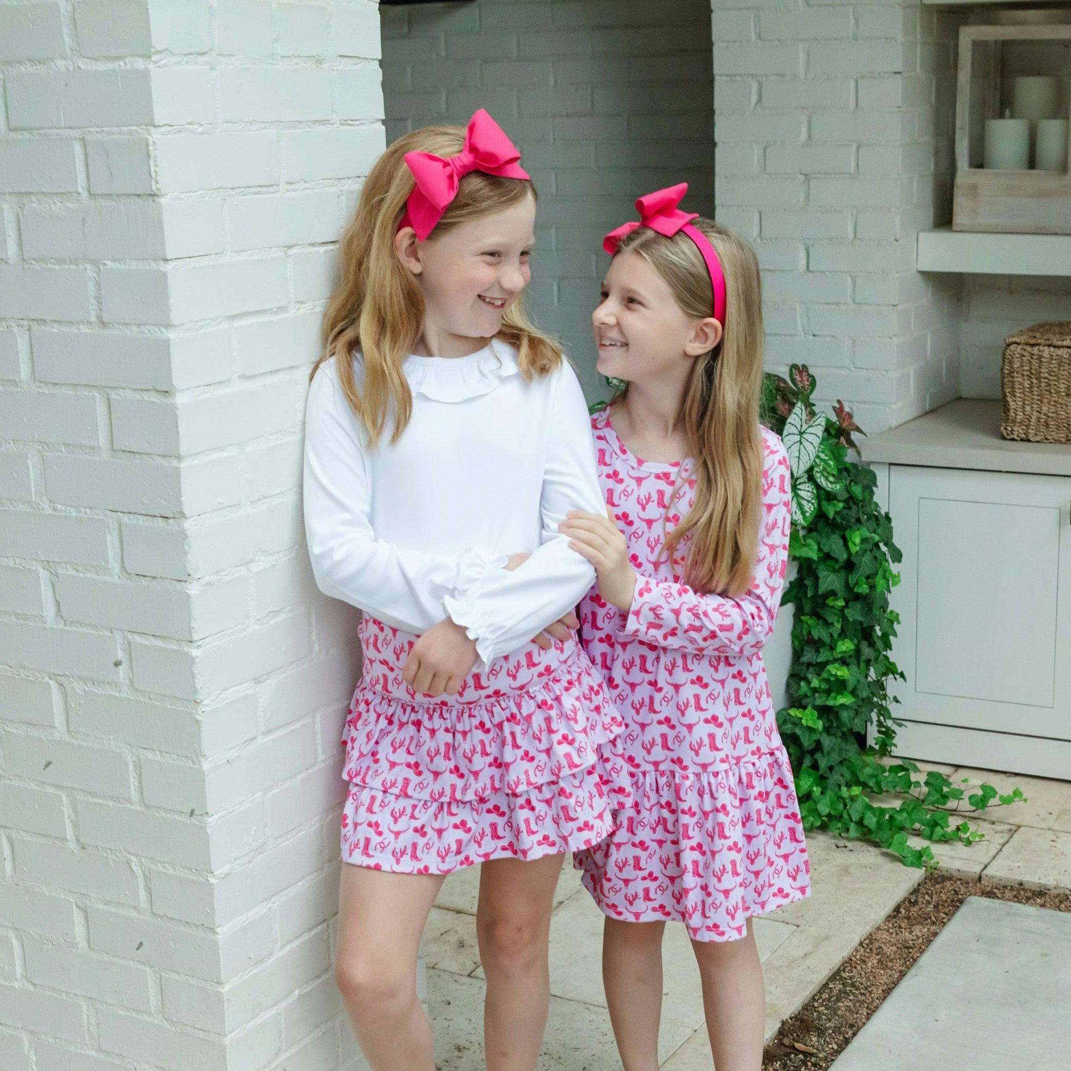 Maggie Girls' Tiered Skirt - Wild West Pink
