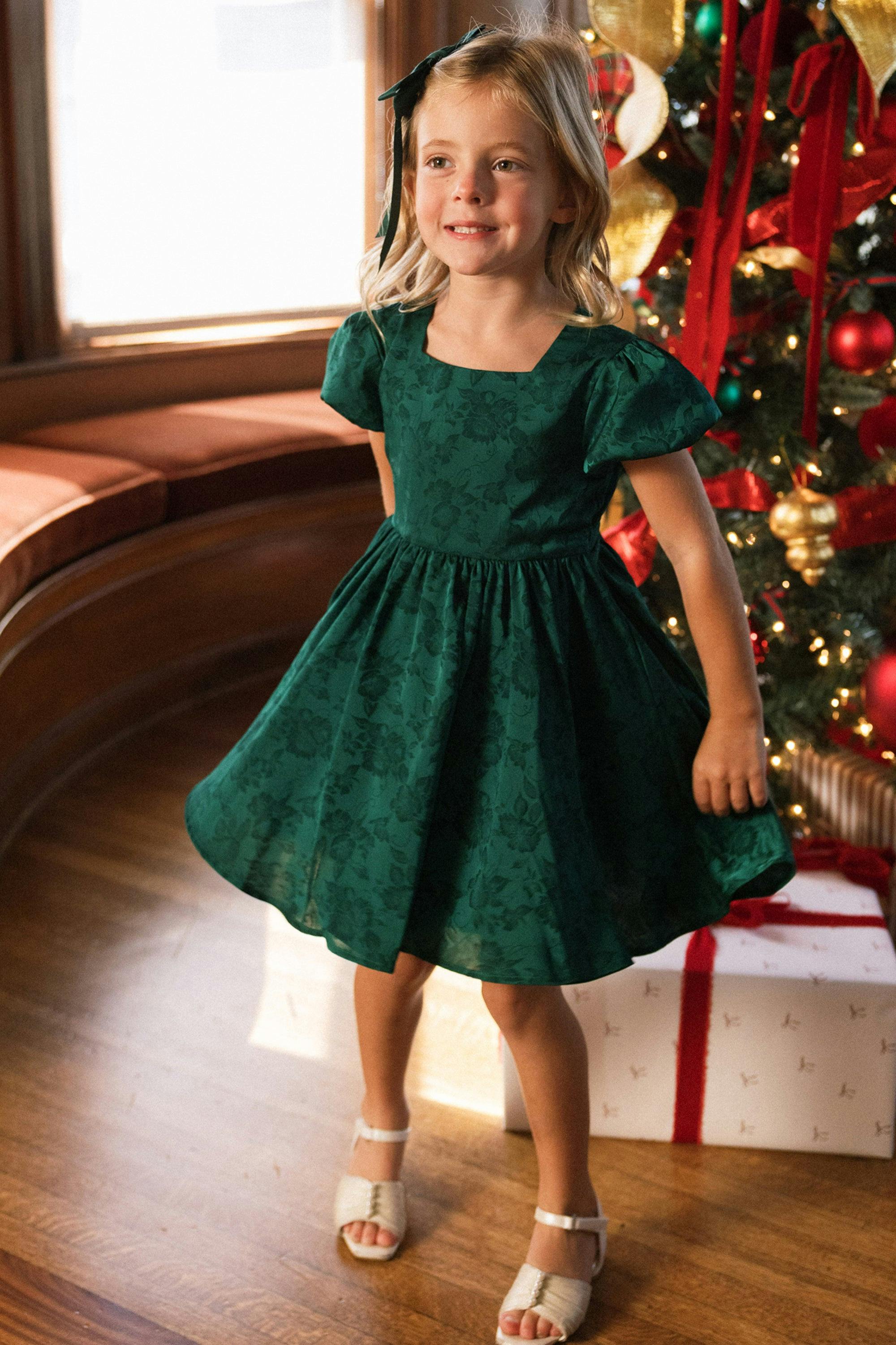 Mini Cupcake Dress in Emerald Satin