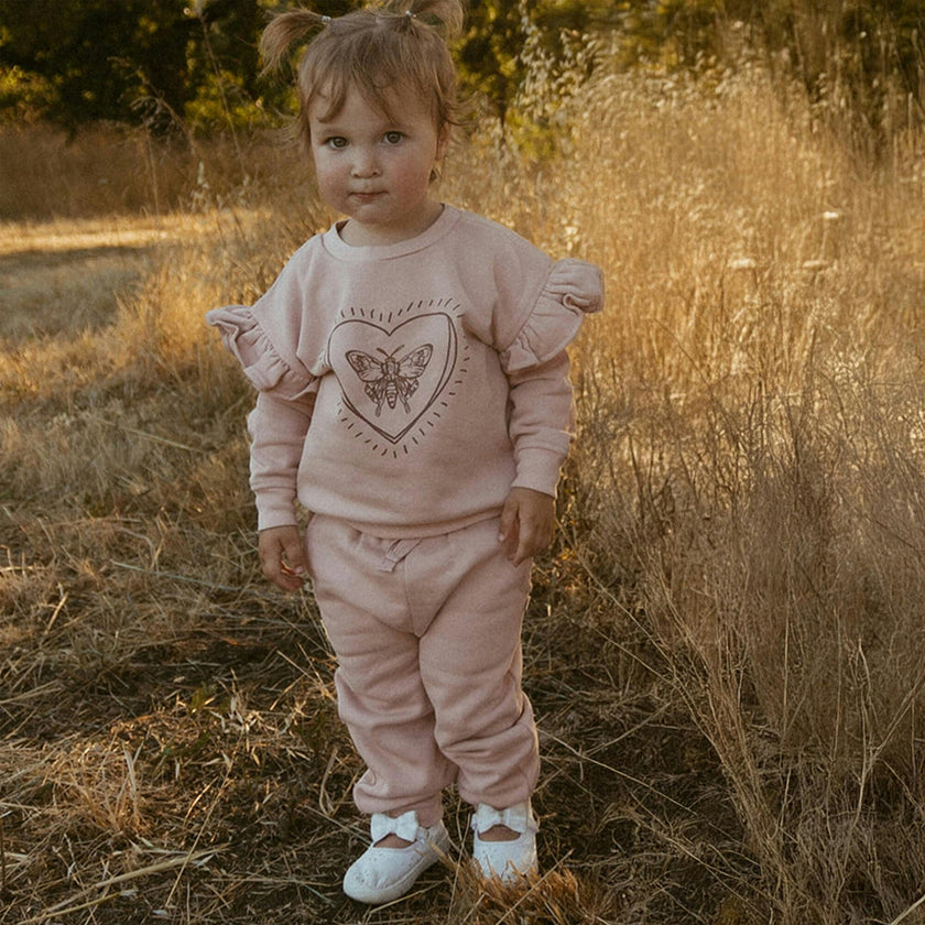 Organic Fleece Ruffle Sleeve Sweatshirt