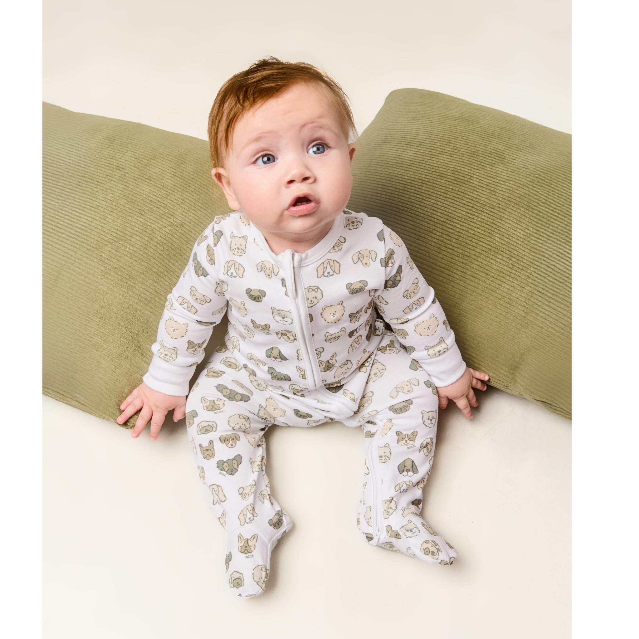 Mini Woof Squad Grey Zip-up Bodysuit