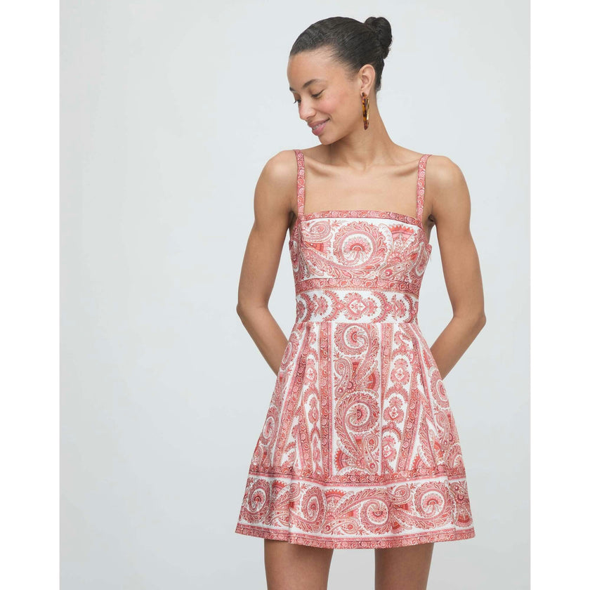 The Margot Mini Dress - Coral Corsica Paisley