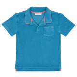 boys cerulean blue french terry polo