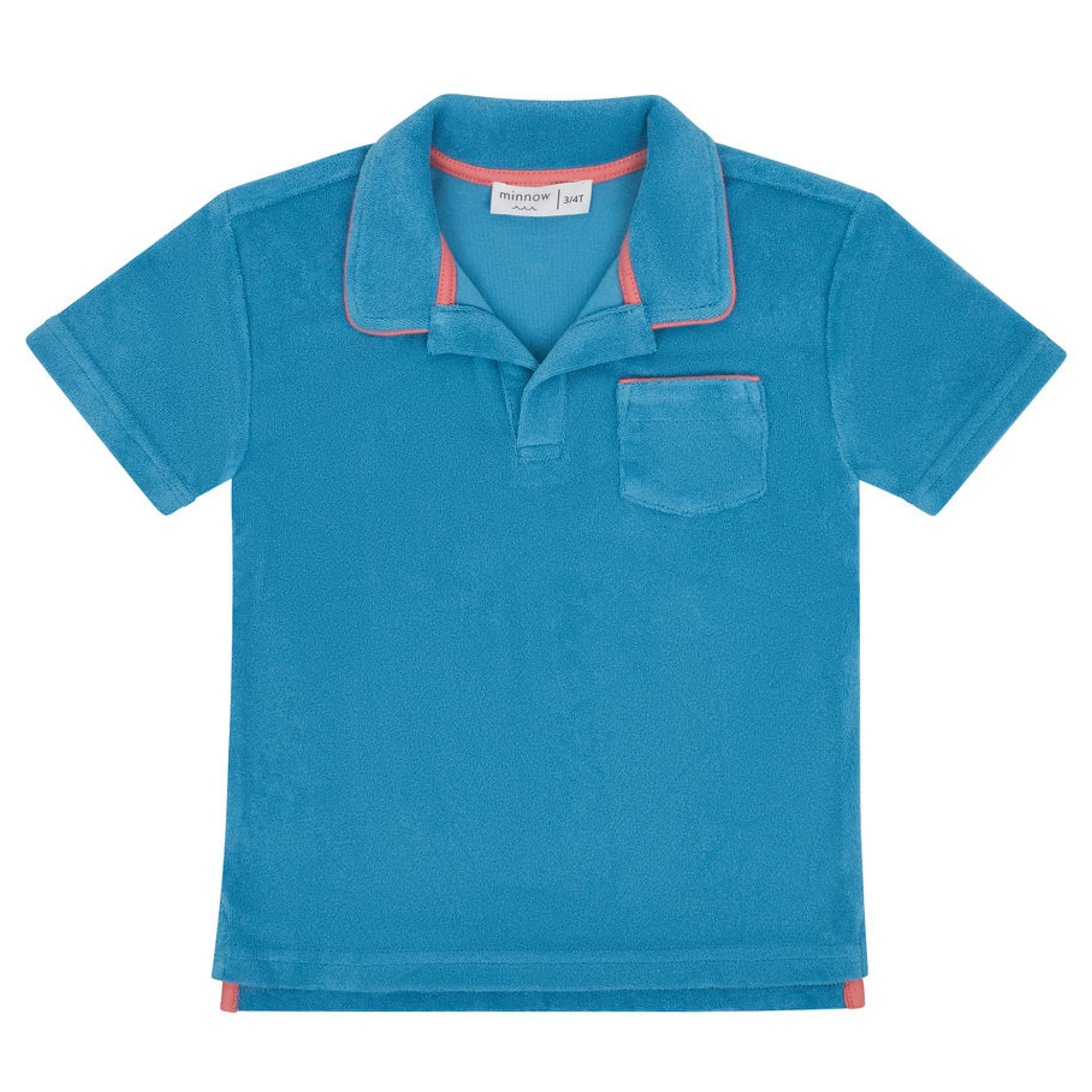 boys cerulean blue french terry polo