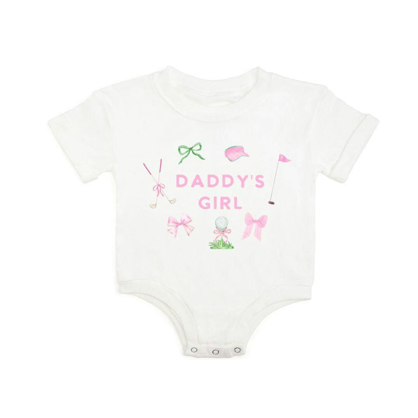 Daddy's Girl Golf Icon Short Sleeve Romper - White