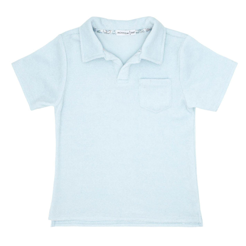 boys light blue french terry polo