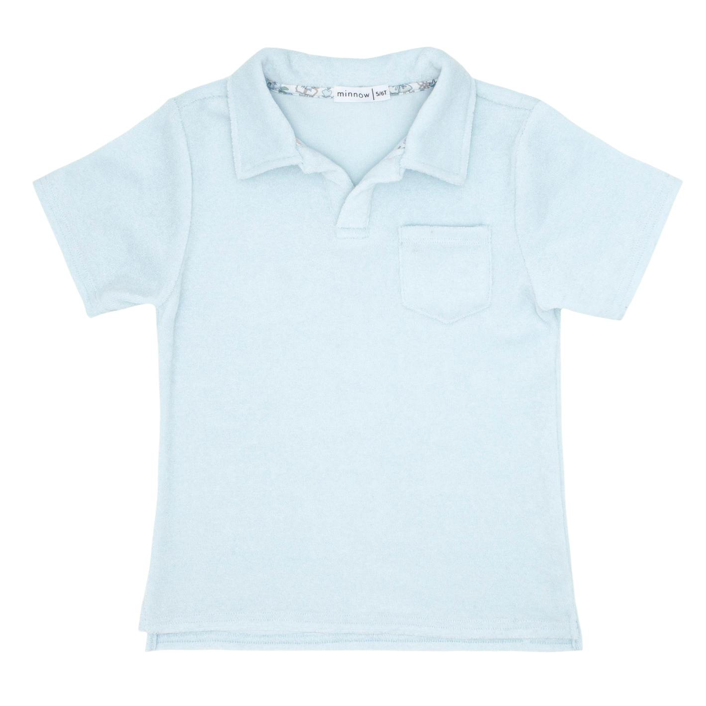 boys light blue french terry polo