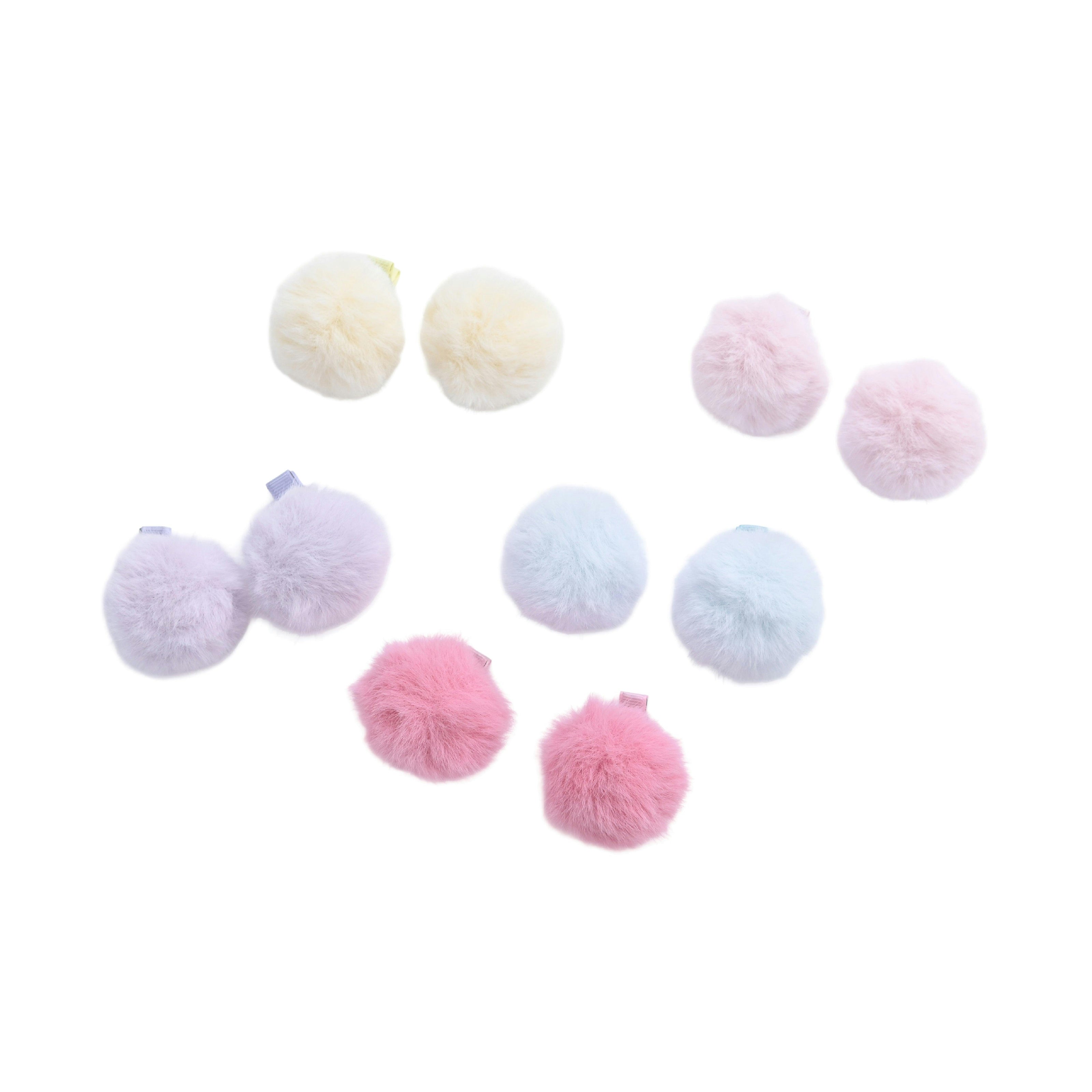 Fluffy Pom-Pom Hair Clip Set