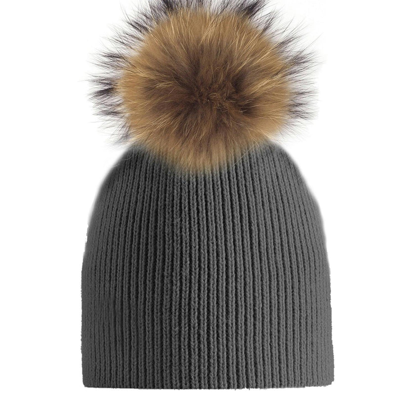 Knitted Wool Hat With A Genuine Fur Pom (TikTok)