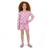 Tween Girls Terry Pull-Over & Short Set | Checkered Bow