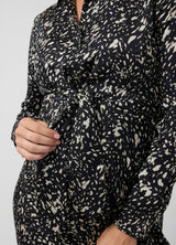 Tie Front Maternity Maxi Shirt Dress