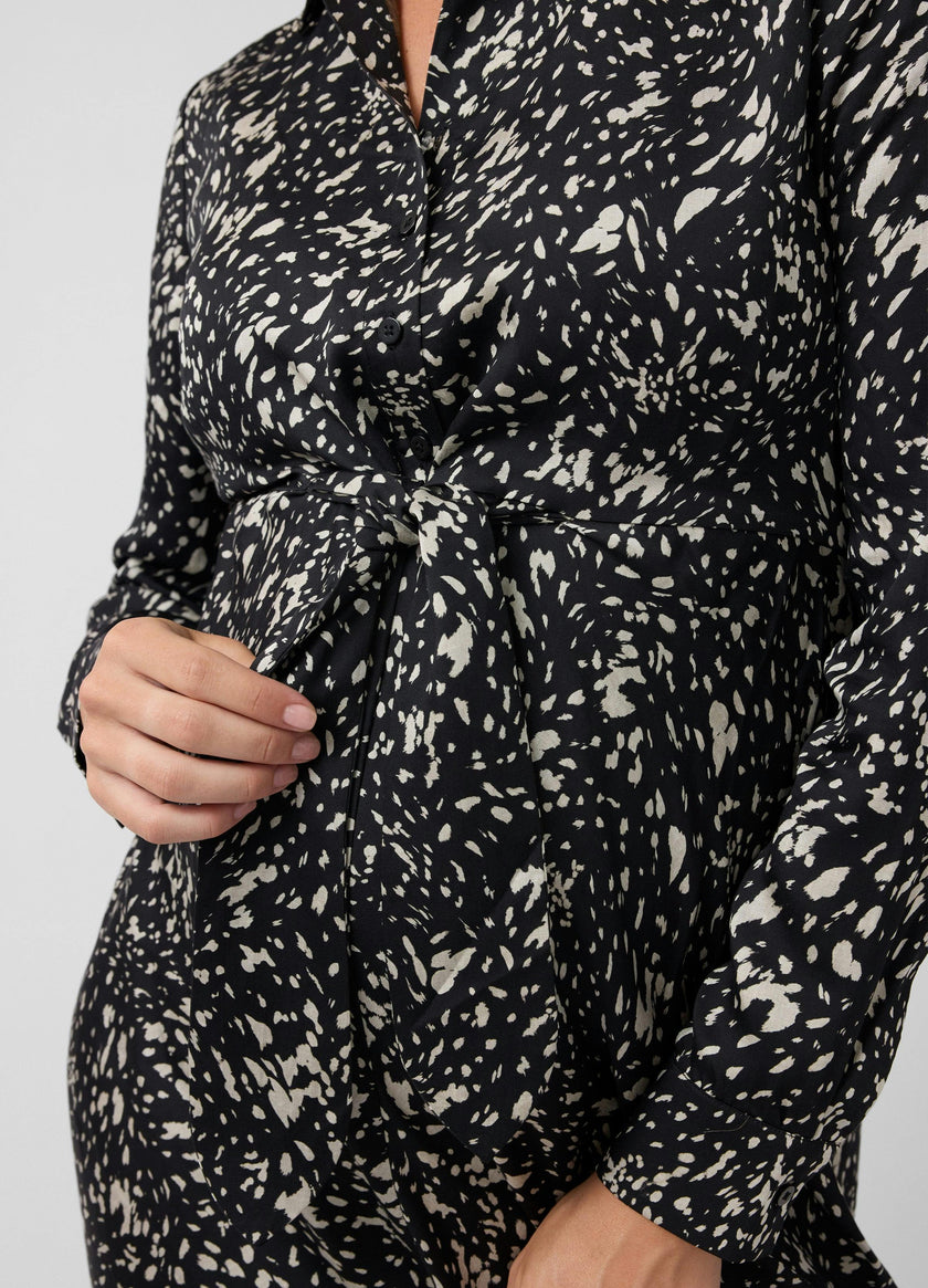 Tie Front Maternity Maxi Shirt Dress