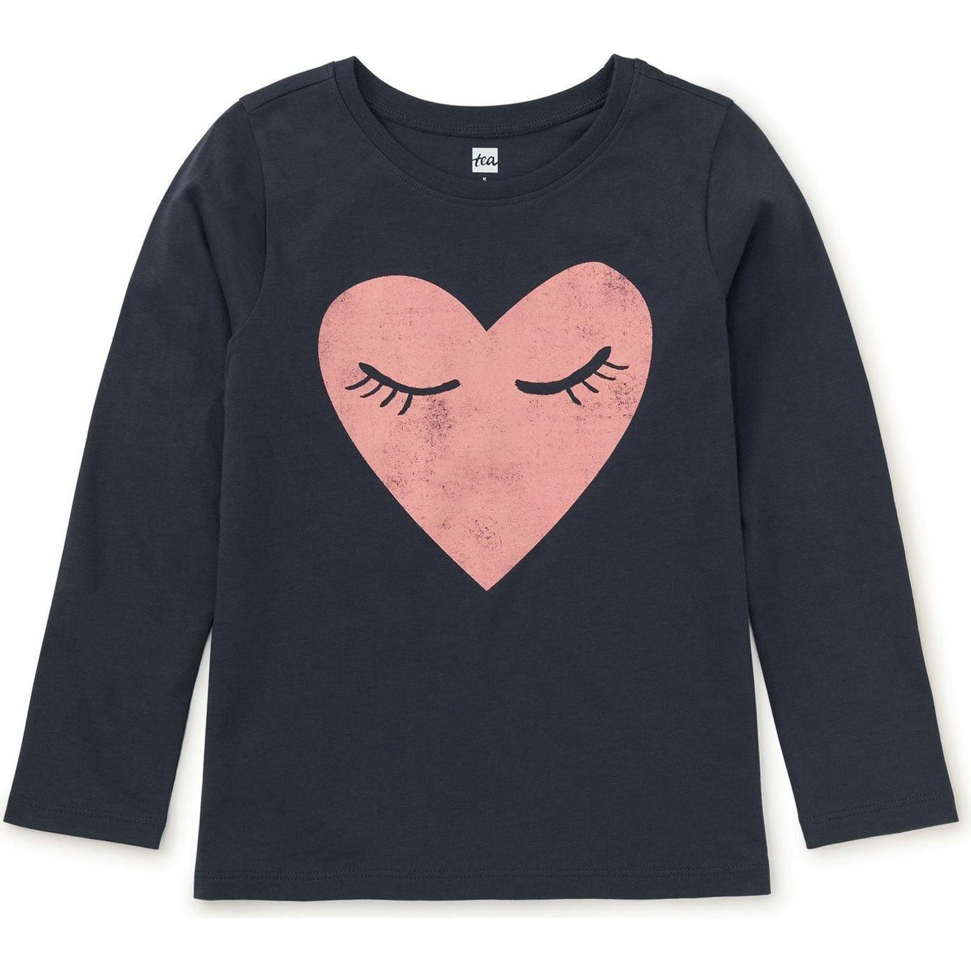Eyes Only For You Graphic Print Crew Neck Long Sleeve T-Shirt, Blue