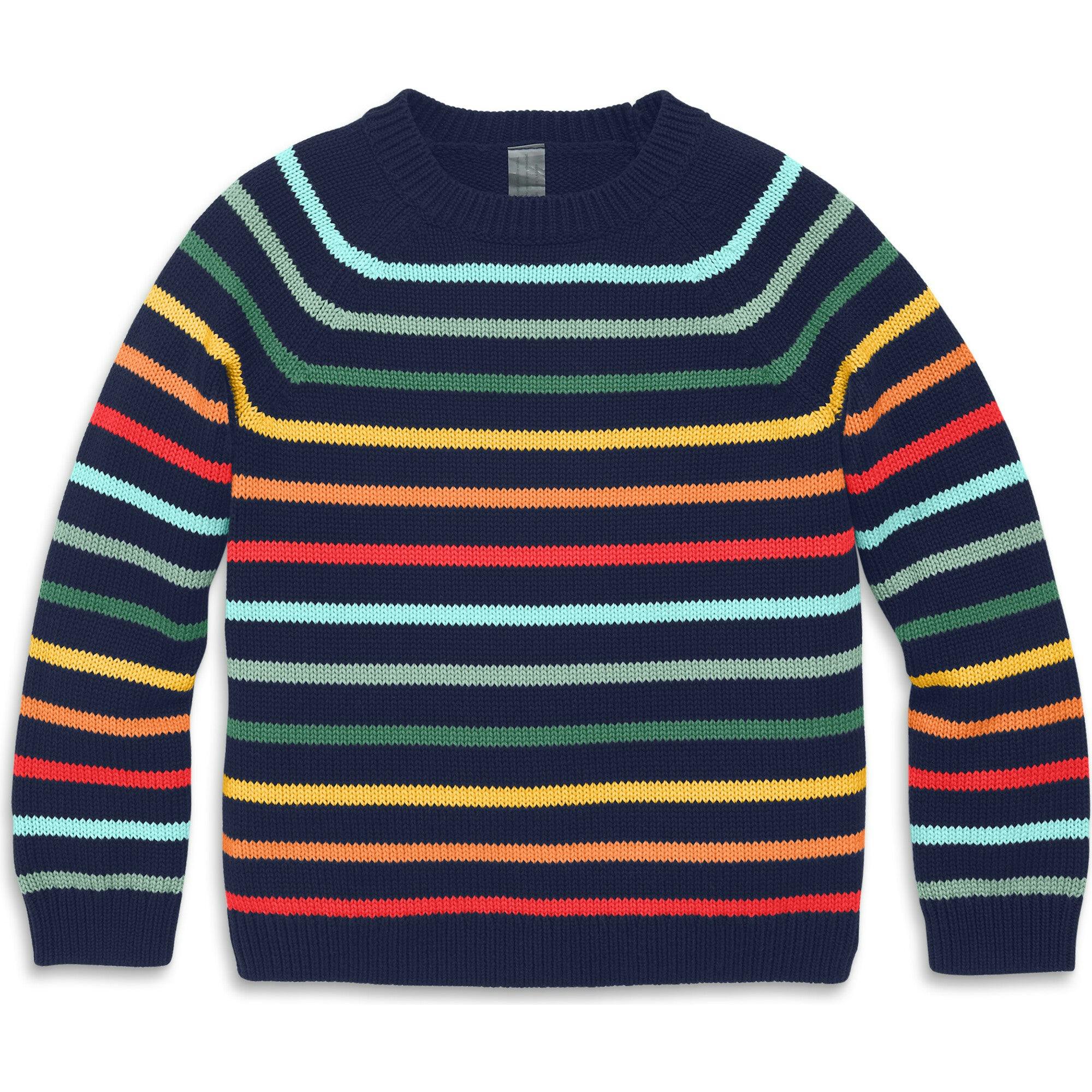 Kids crewneck sweater in rainbow stripe