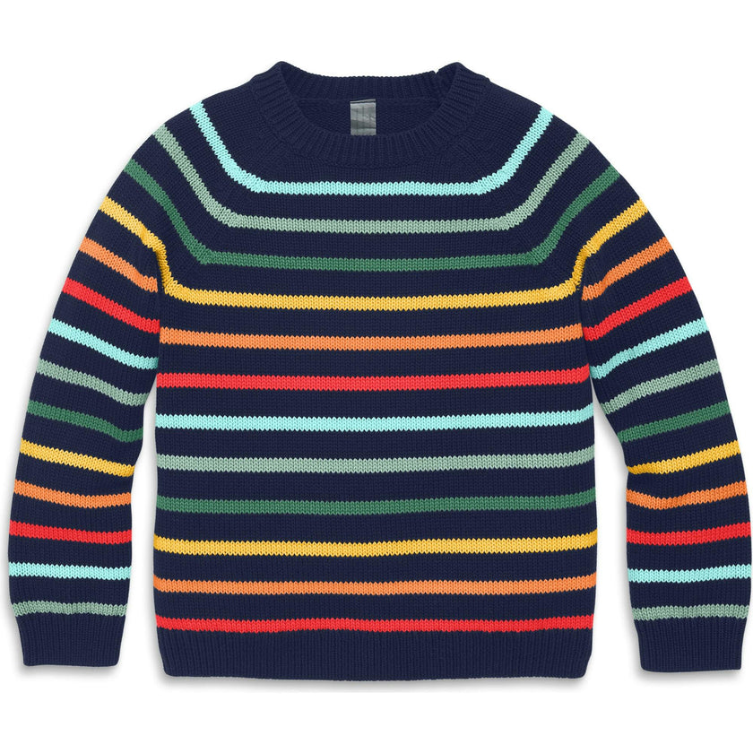 Kids crewneck sweater in rainbow stripe