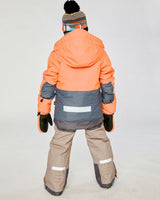 Two Piece Teknik Snowsuit Bright Orange Grey And Taupe