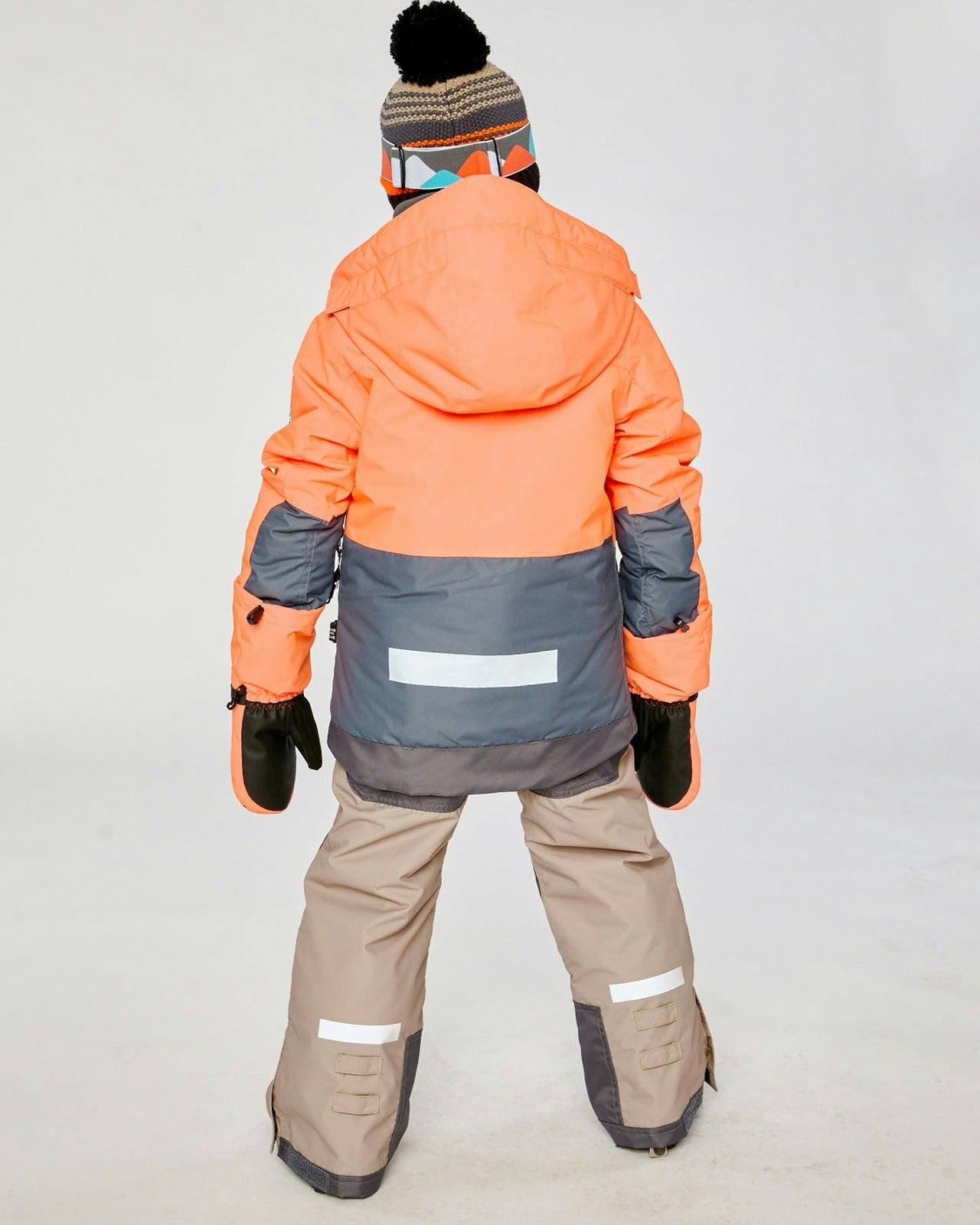 Two Piece Teknik Snowsuit Bright Orange Grey And Taupe
