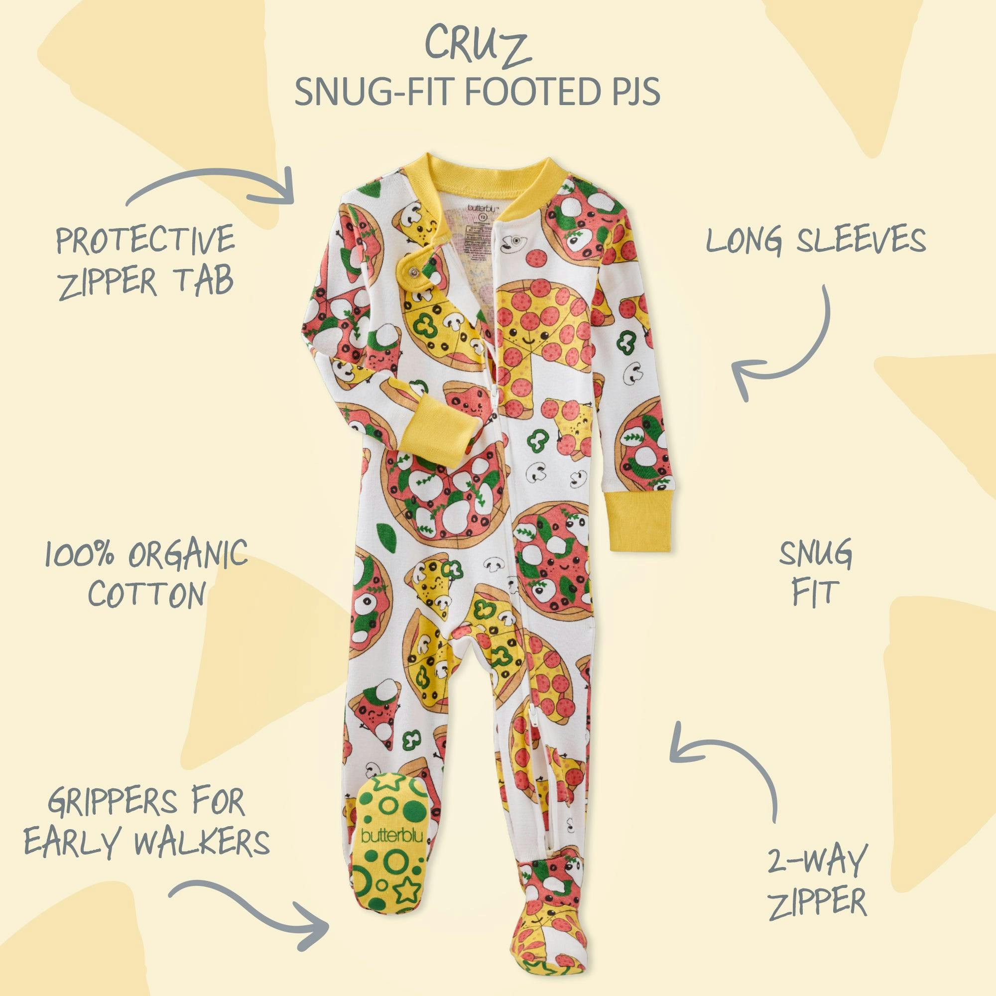 CRUZ Snug-fit Footed Baby Boys Pajamas