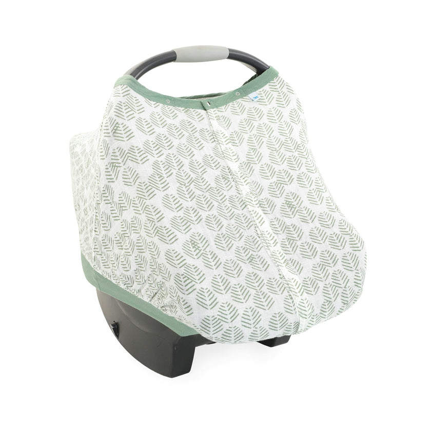 Cotton Muslin Car Seat Canopy - Leaf Motif