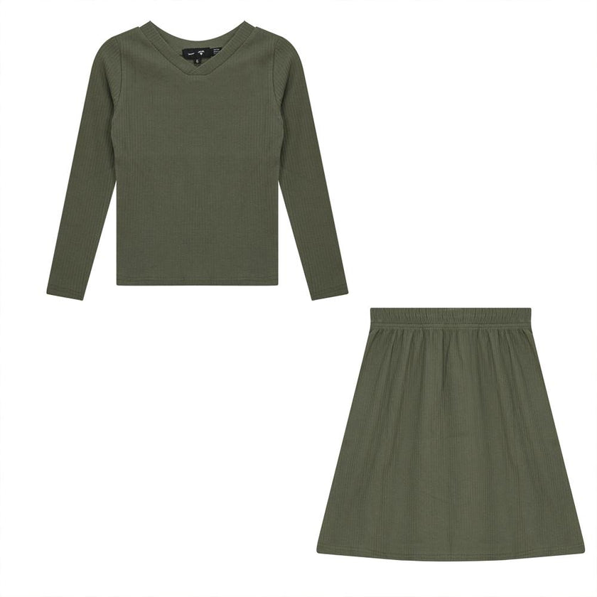 Rib V-Neck 2PC Set