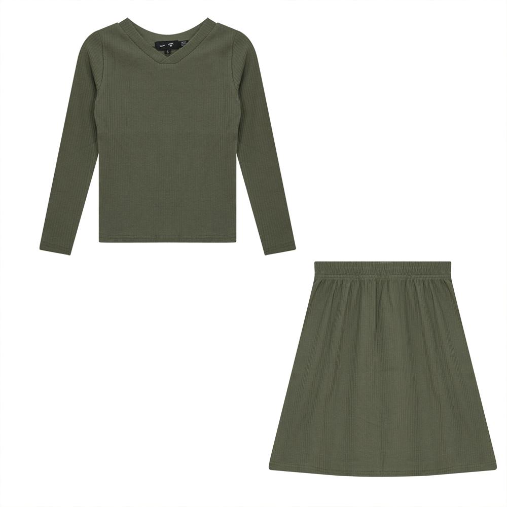Rib V-Neck 2PC Set