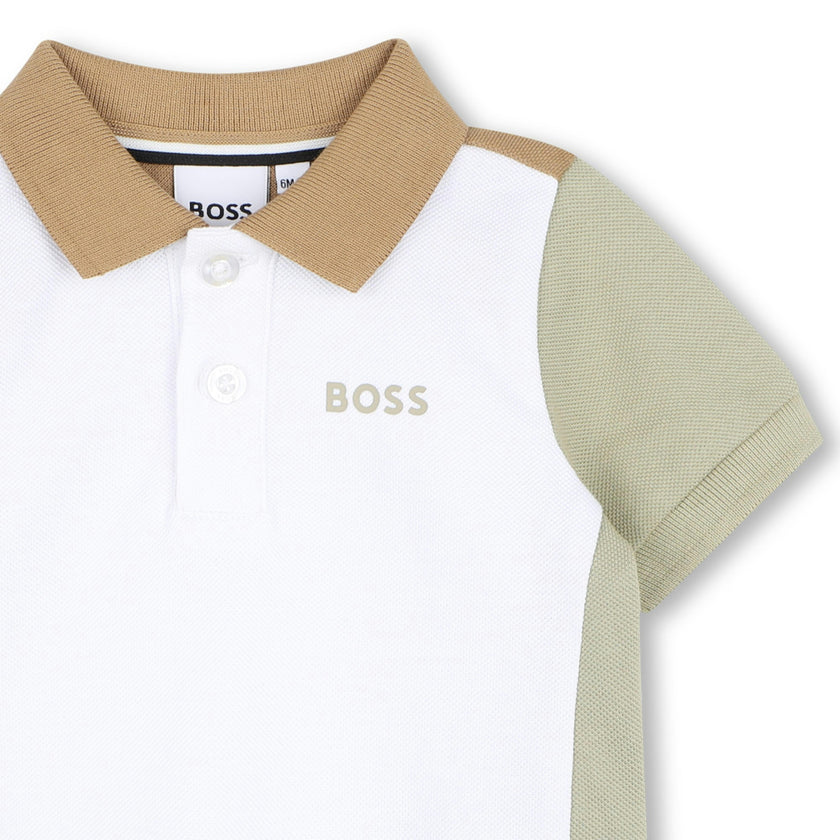 White Colorblock Polo Shirt