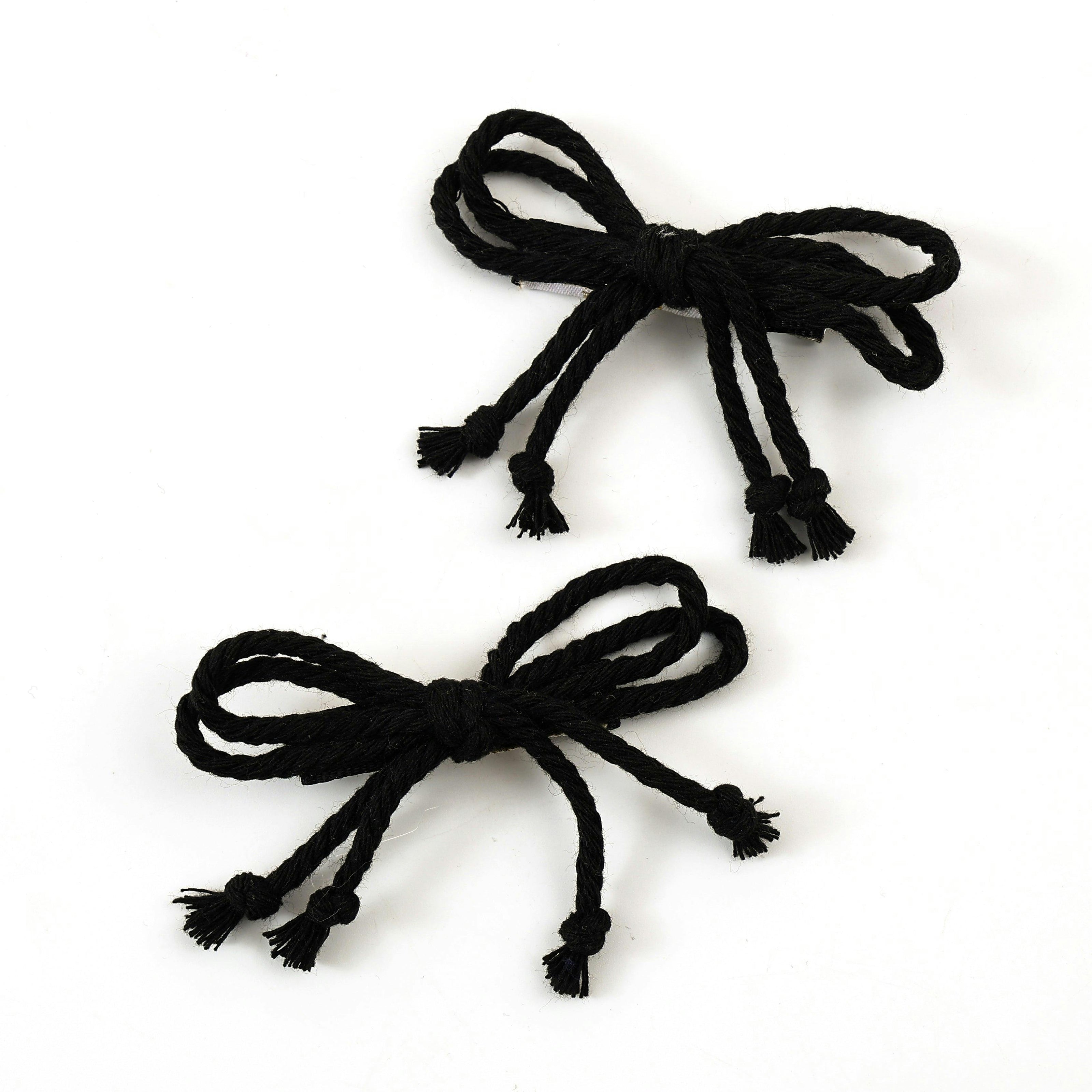 Halo Luxe Bea Braided Rope Double Clip Set - Black