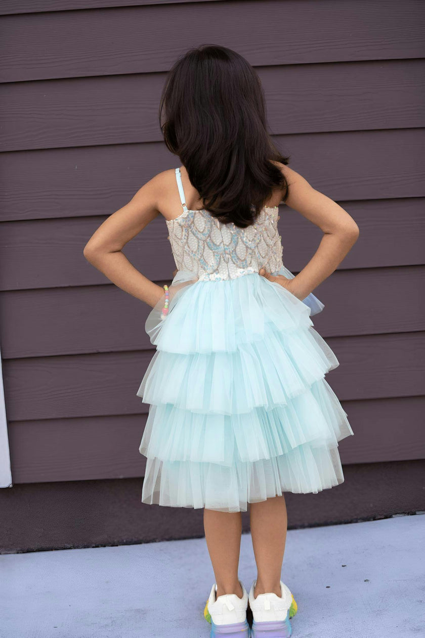Sparkling Sea Fairy Mermaid Sequin Flower Girl Dress