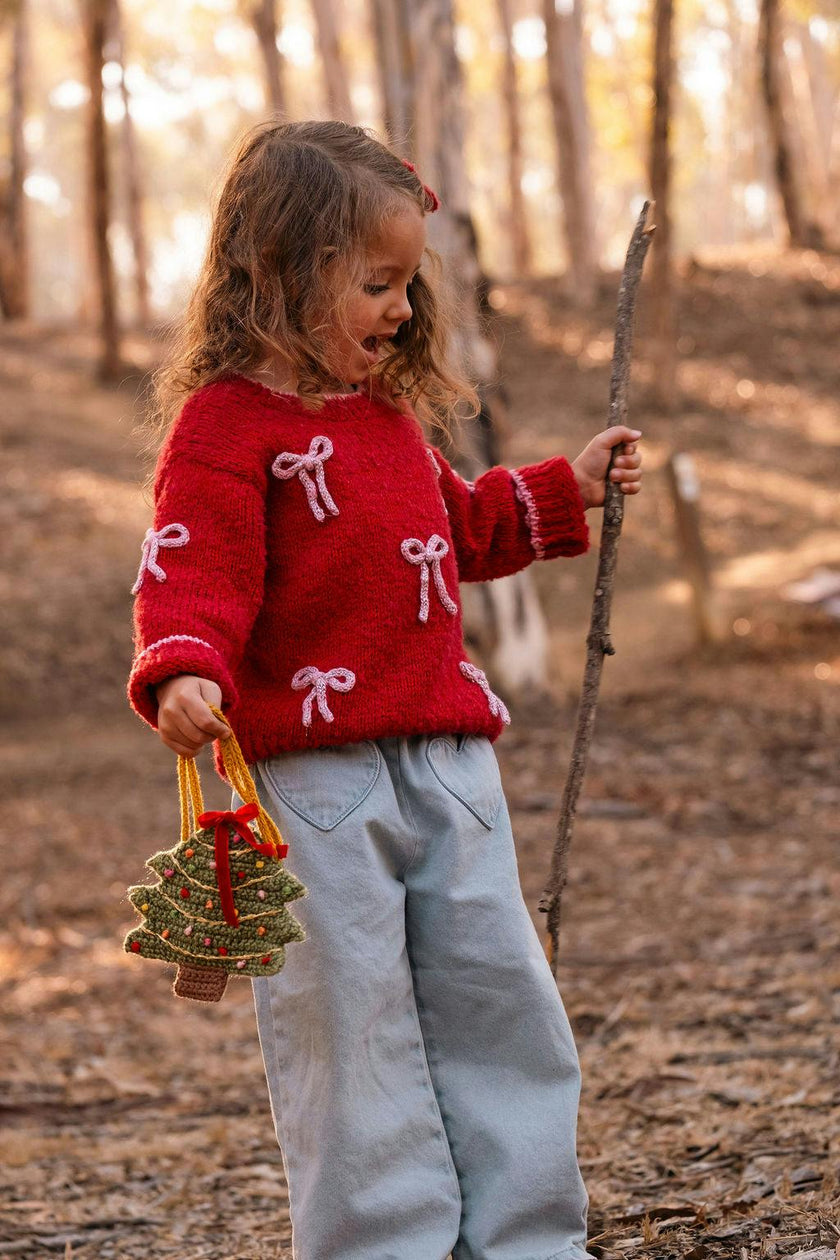 Bow Sweater in Crimson