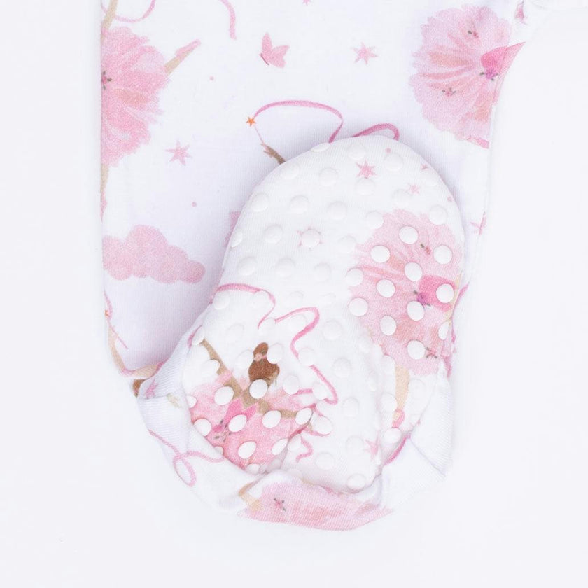 Ribbon Ballerinas - 2 Way Ruffle Sleeve Zipper Footie