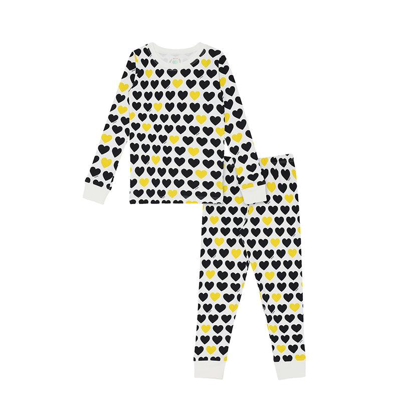 Black & Yellow Hearts Two piece Kids Pajama