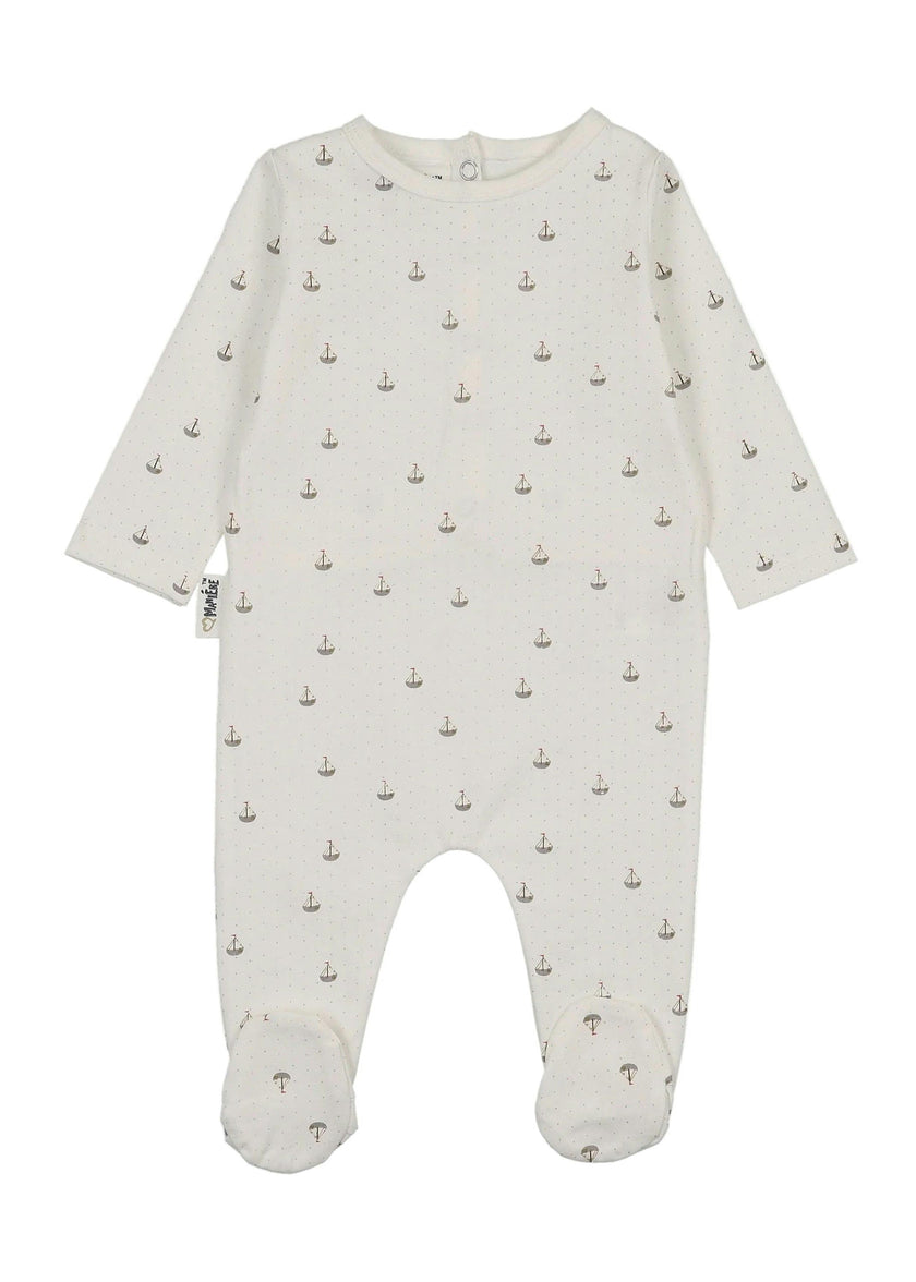 Dotty Boats Footie, White