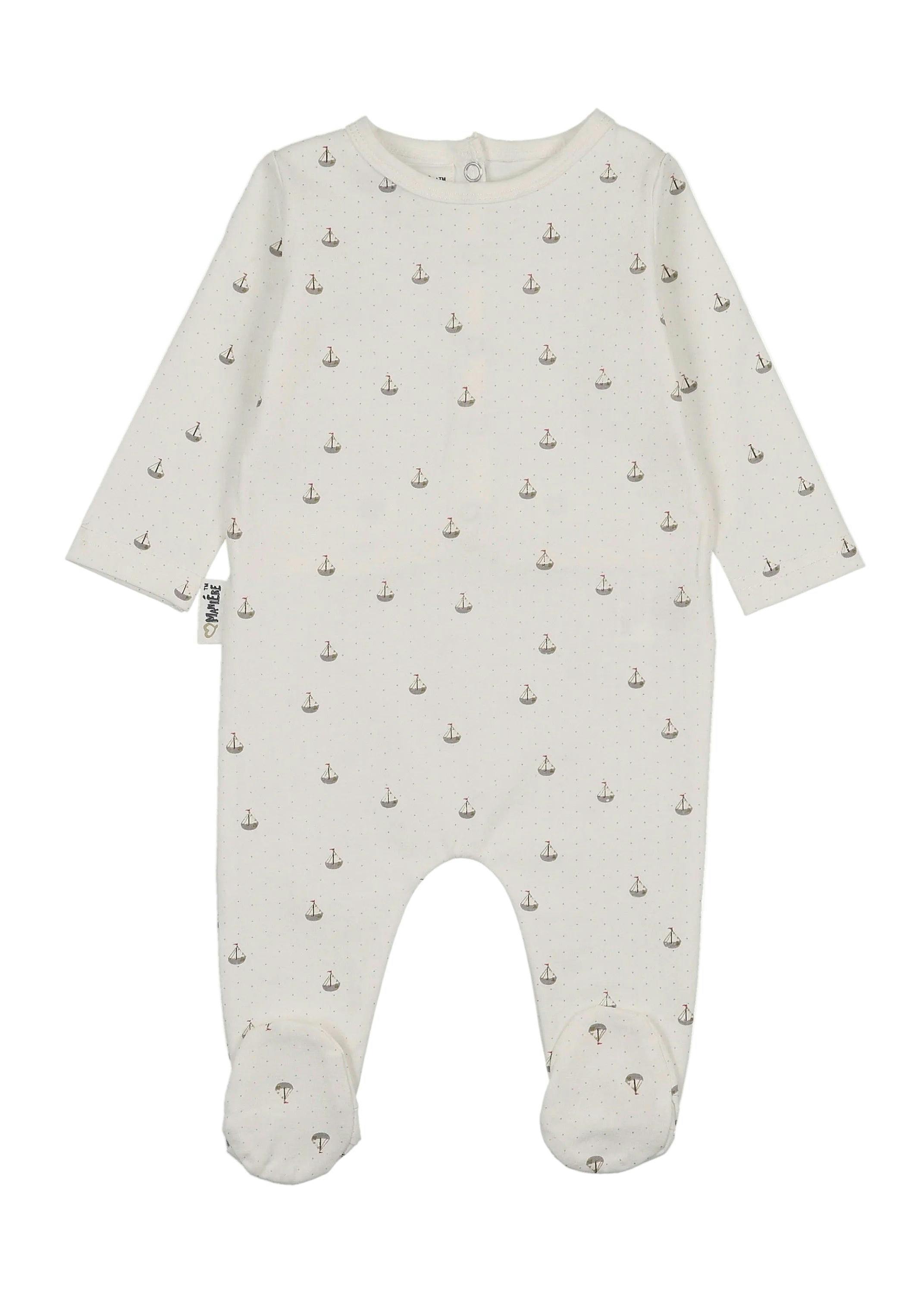 Dotty Boats Footie, White