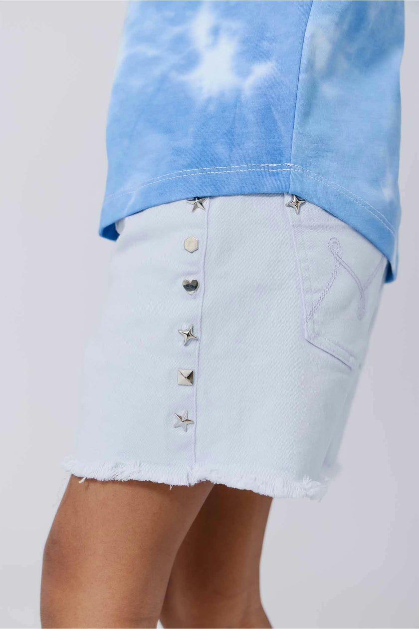 Girls Twill Stud Short in Cloud Blue