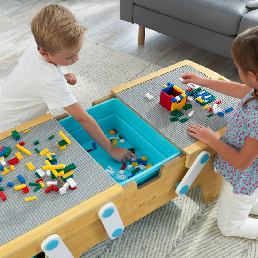 Building Bricks Play N Store Wooden Table