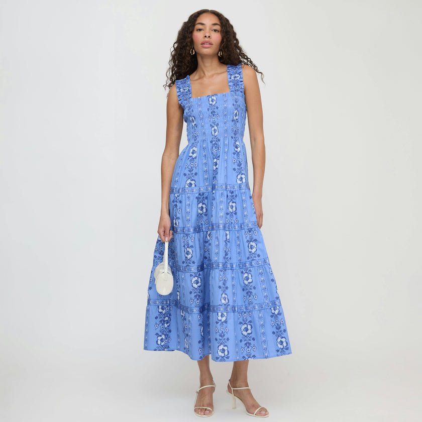 The Kimmy Nap Dress - Blue Arcadia Border