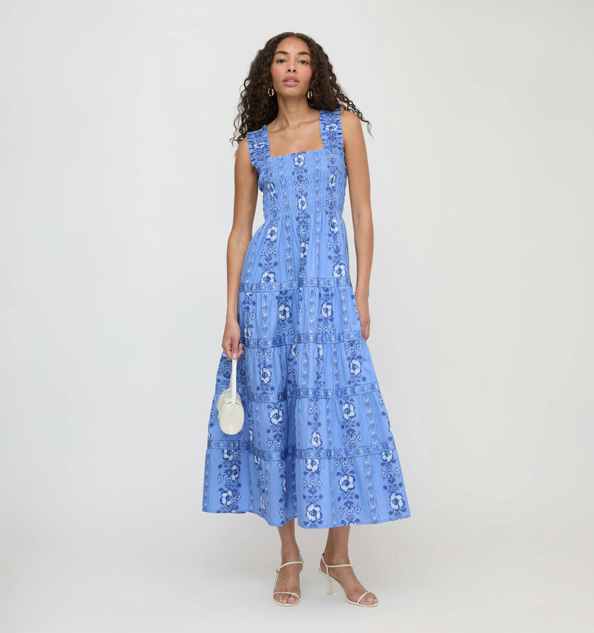 The Kimmy Maxi Nap Dress - Blue Arcadia Border