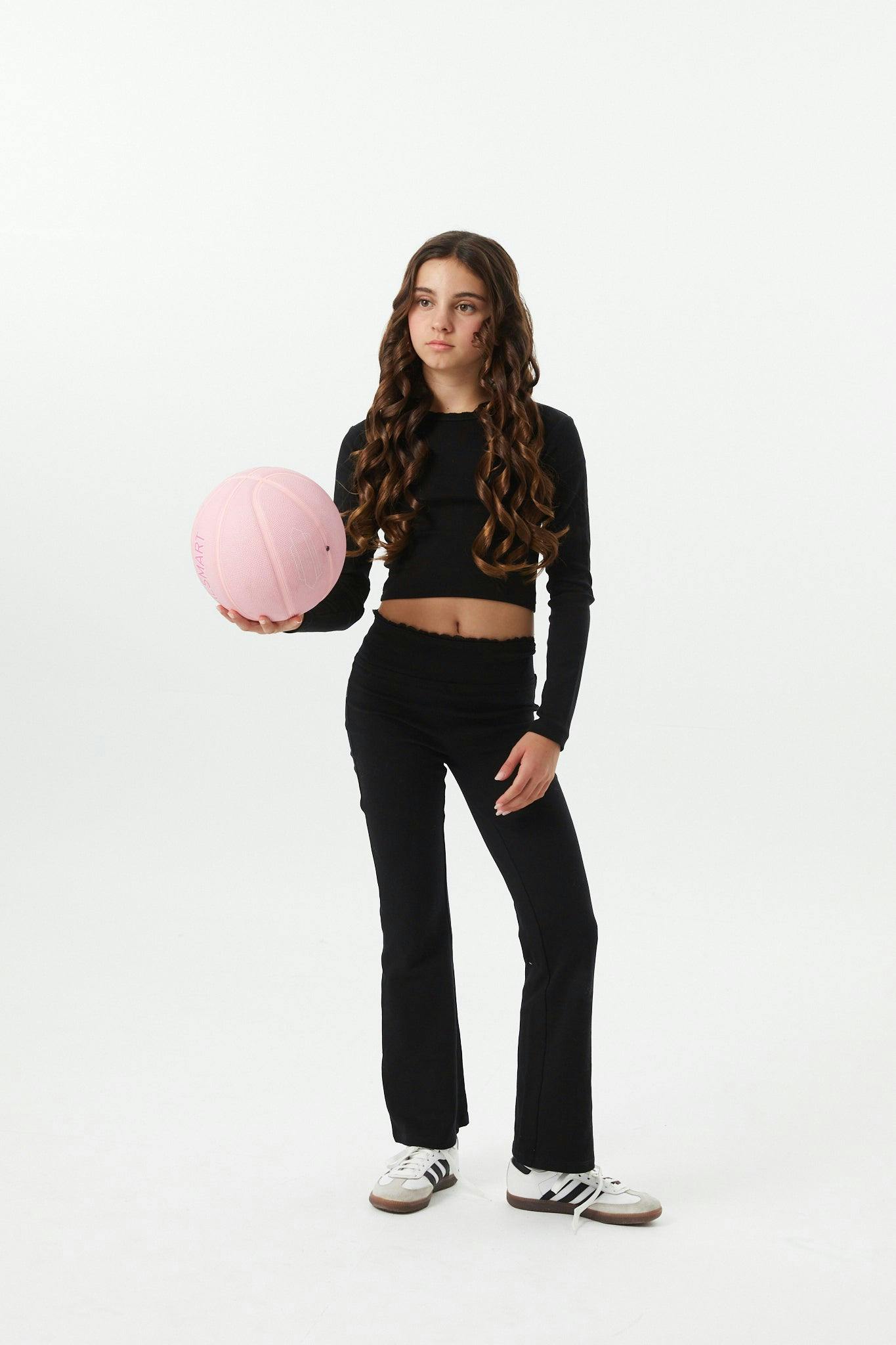 Lucy Black Long Sleeve Crop Top