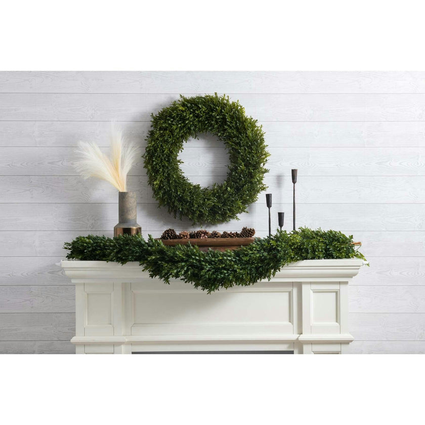 Green Boxwood Artificial All Seasons Greenery Mantel Garland Table Runner