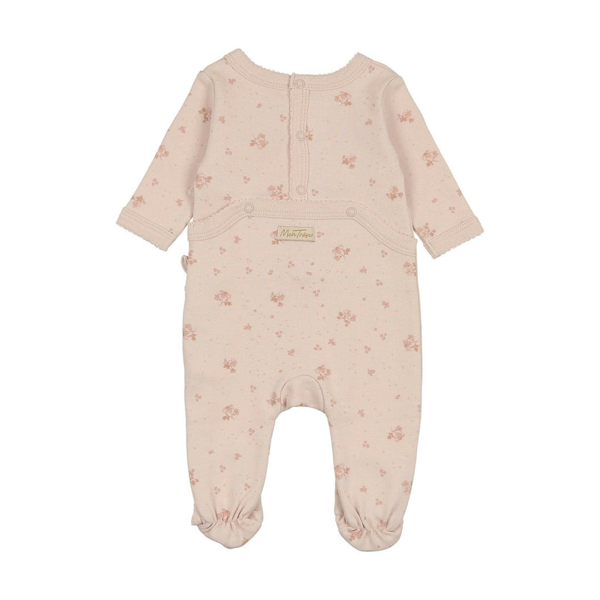Scattered Blossoms Footie Barely Pink
