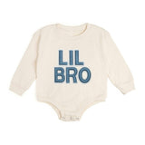 Lil Bro Embroidered Patch Long Sleeve Romper - Natural