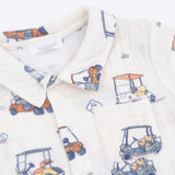 Zooming Golf Carts - Polo Button Up with Casual Short