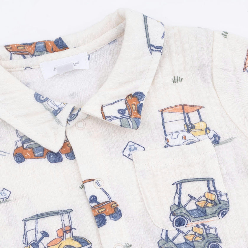 Zooming Golf Carts - Polo Button Up with Casual Short