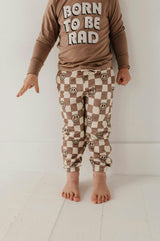 Boys Joggers in Smiley Check in Portabella