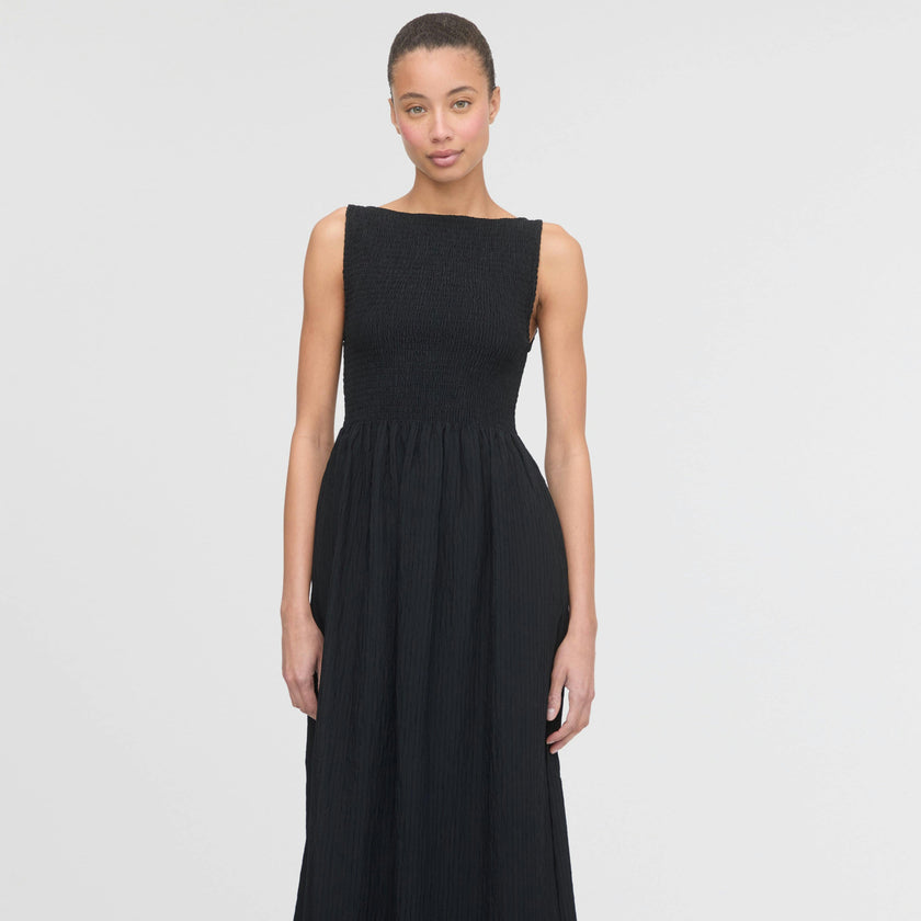 The Cosima Nap Dress - Black Tonal Seersucker
