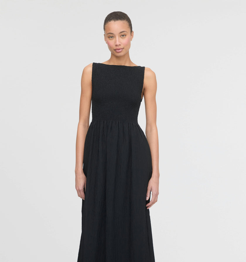 The Cosima Nap Dress - Black Tonal Seersucker